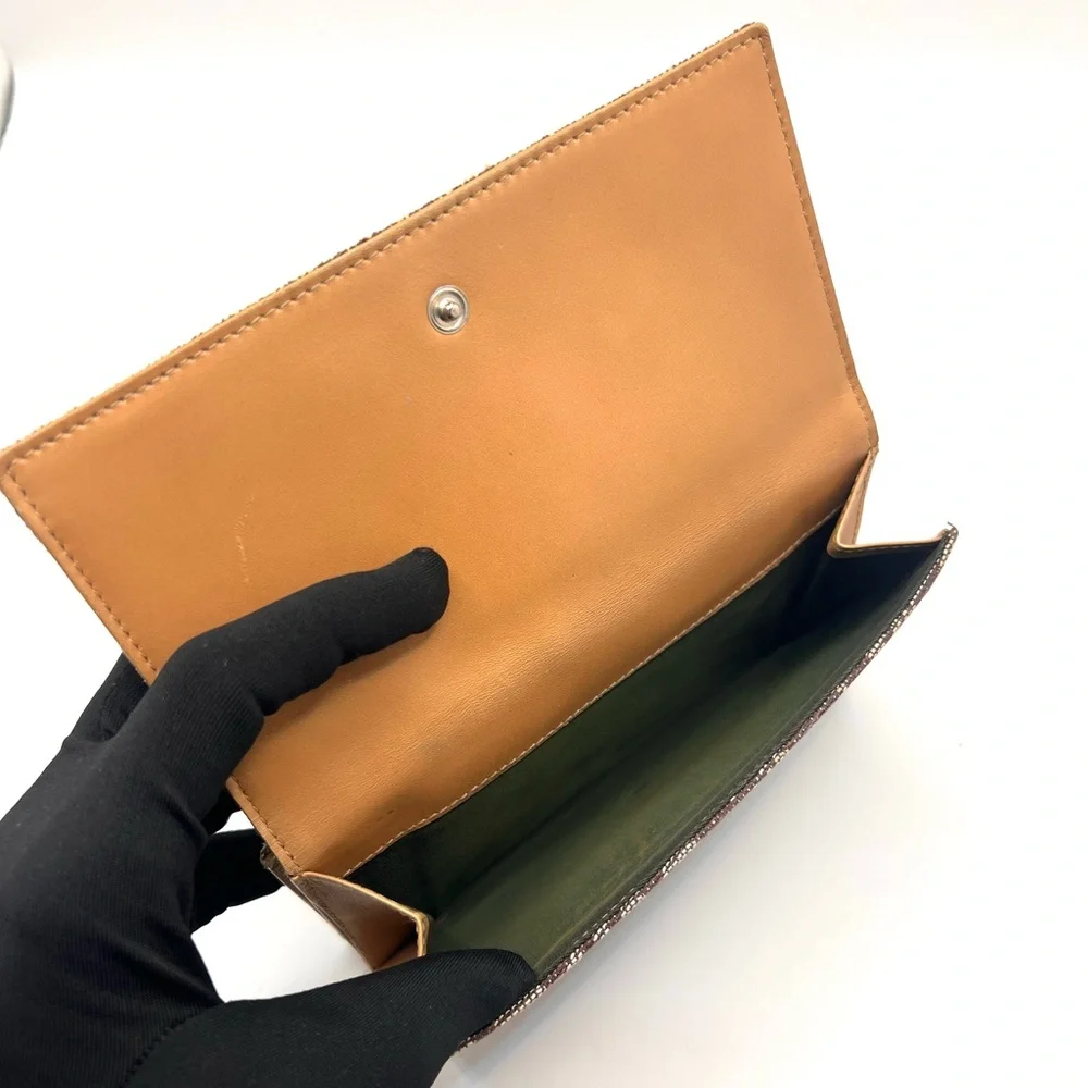 Authentic Christian Dior Brown Trotter Leather Pocket Long Wallet EUC